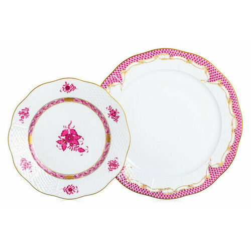 Набор тарелок Herend Аппони, розовый на 1 персону 2 предмета, фарфор
