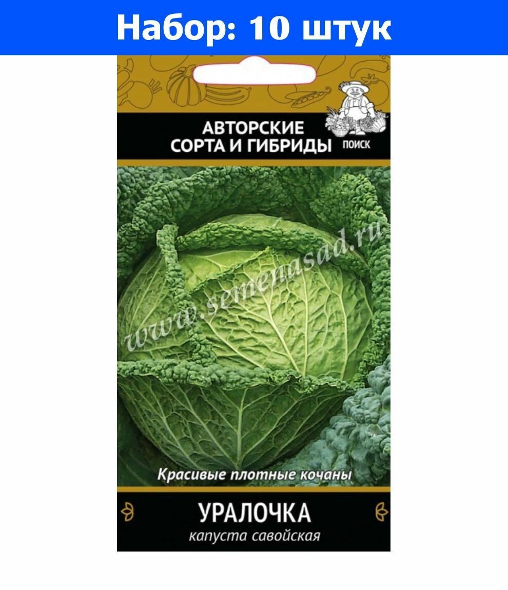 Капуста савойская Уралочка 05г Поздн (Поиск) - 10 пачек семян