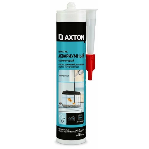 Герметик силиконовый аквариумный Axton 280 мл уксусный бесцветный герметик уксусный для кухни и ванной axton бесцветный 280 мл
