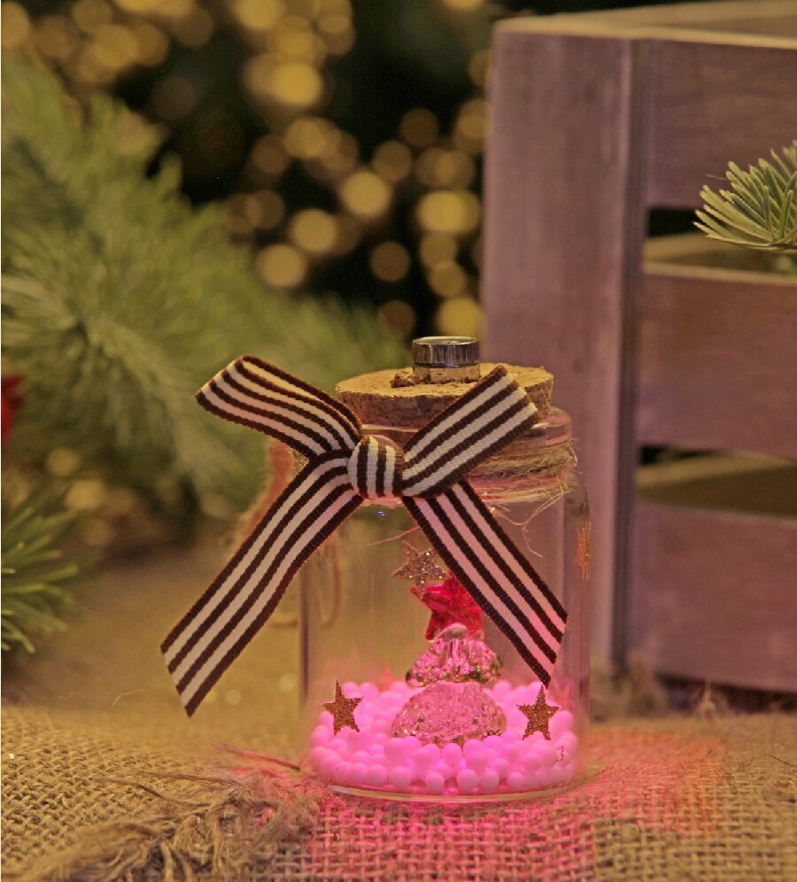 фото Стеклянная банка с LED подсветкой 9см