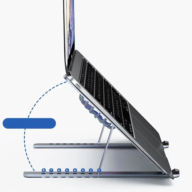 Подставка для ноутбука с охлаждением/регулируемая/с подсветкой/Серебристый