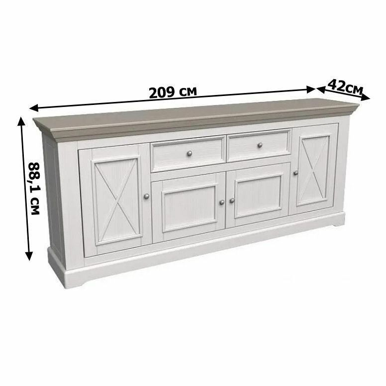 фото Комод деревянный Форест 4 двери 2 ящика 209х42х88 см