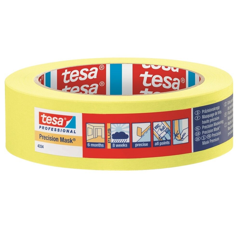 фото Лента малярная для идеально ровных краев Tesa желтая (25мм*25м)