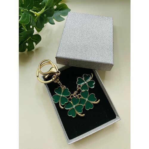 Брелок, серебряный, зеленый