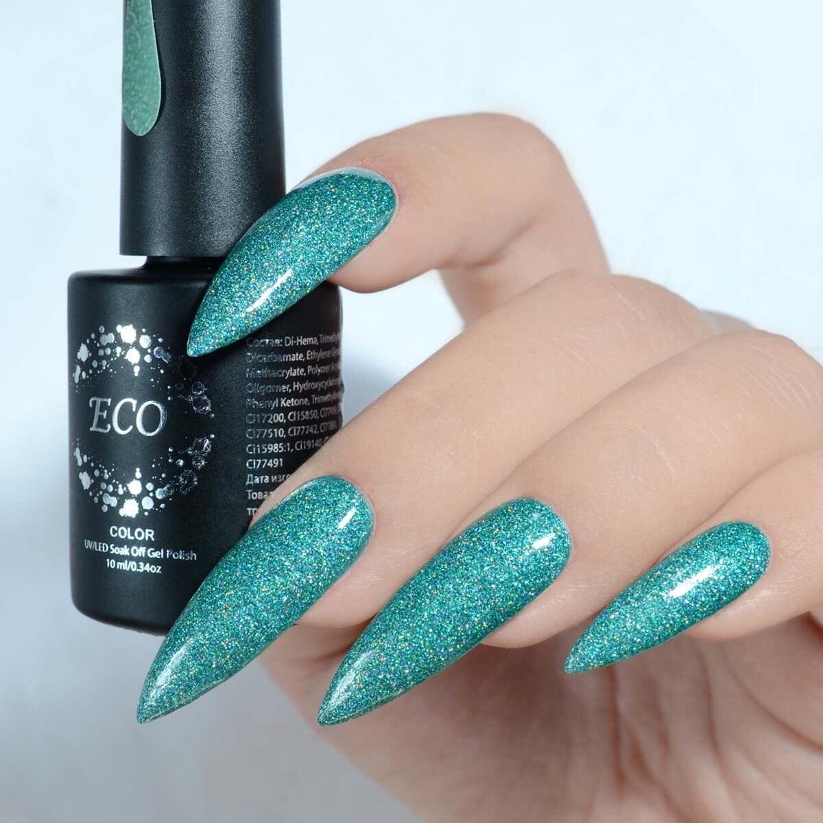 фото Гель лак для ногтей с голографическими блестками ТМ "ECO", 10 мл