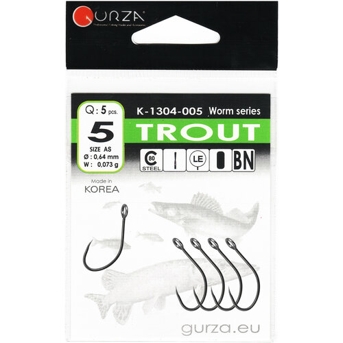 крючок безбородый gurza trout bn размер 4 Крючок безбородый GURZA TROUT BN, размер 5