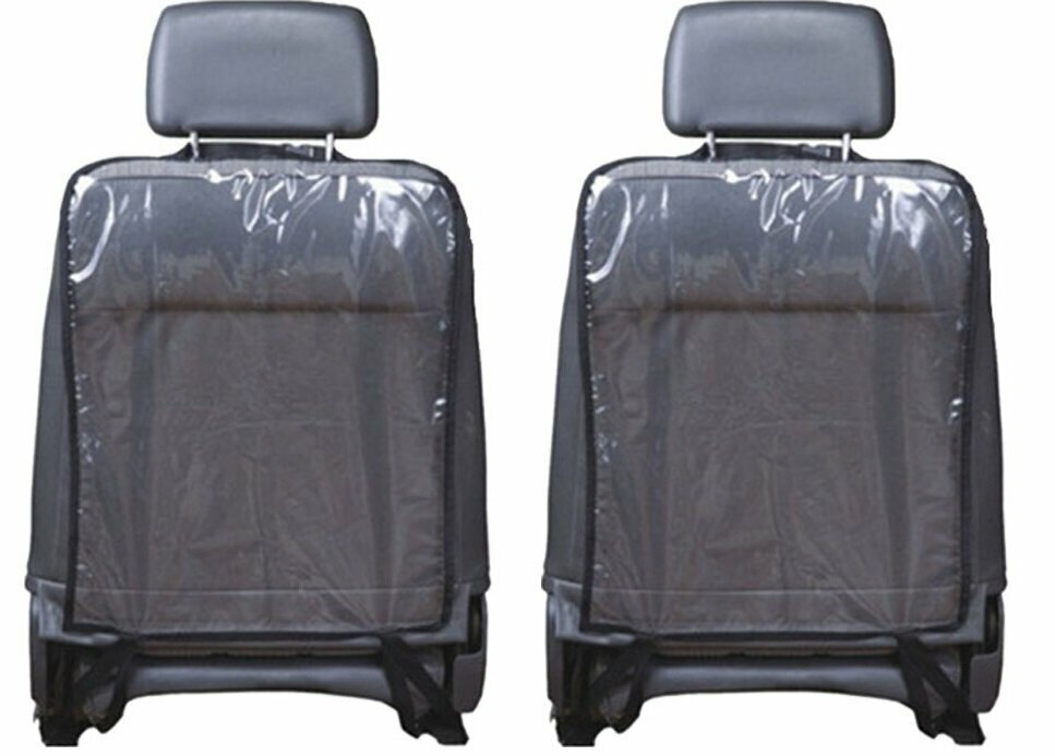 фото Универсальная защитная накидка на спинку автомобильного сиденья от детских ног, Защитный чехол на спинку переднего сиденья автомобиля (2 шт.), черный