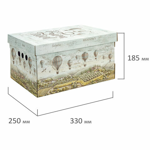 Короб для хранения из микрогофрокартона 330х250х185мм, комплект 4ШТ, Путешествия,271815