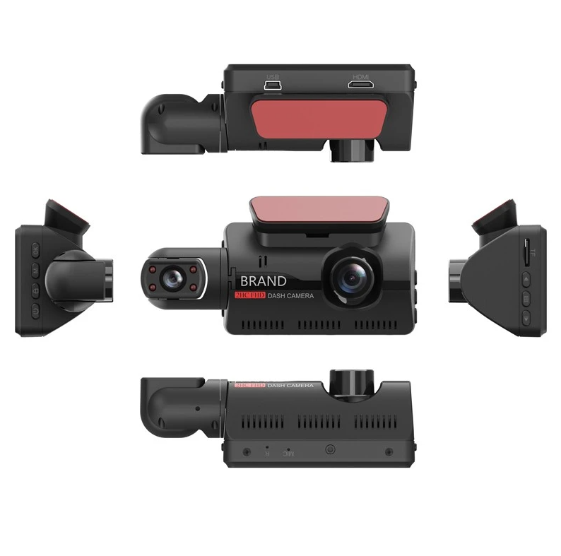 Автомобильный видеорегистратор Full HD 1080P с углом обзора 360° / Датчик удара G-Sensor / IPS дисплей / WDR / 2 камеры