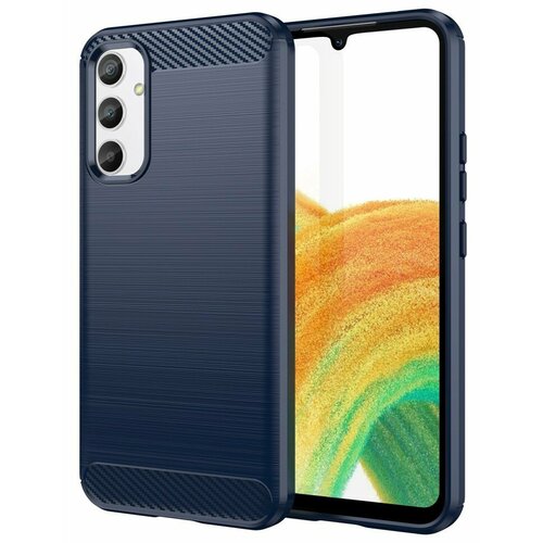 Накладка силиконовая для Samsung Galaxy A34 5G A346 карбон сталь синяя silicone case для samsung galaxy a34 5g a346 зеленый 453024