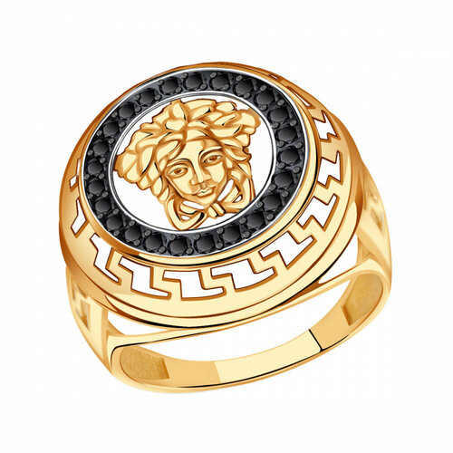 Кольцо Яхонт, золото, 585 проба, фианит, размер 18, черный кольцо яхонт золото 585 проба фианит размер 18 черный