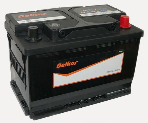 Изображение товара Аккумулятор автомобильный Delkor Euro 74 А/ч 680 А обр. пол. 57412 Евро авто (278х175х190)