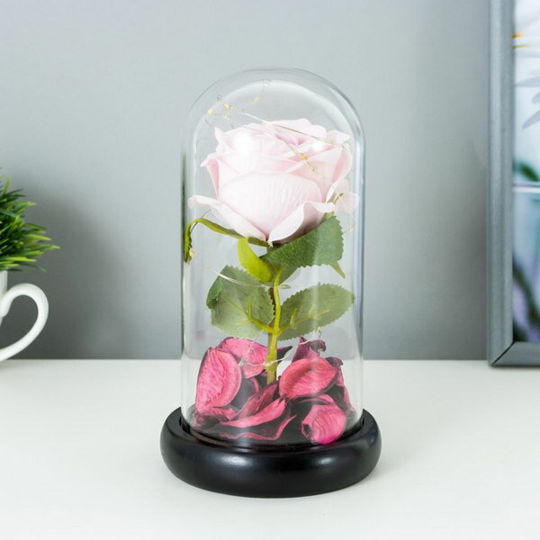 Ночник колба "Розовая роза" LED 3AAA 8х8х17 см