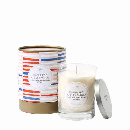 KOBO Свеча CASHMERE VALLEY WOOD большая в стекле 312 гр