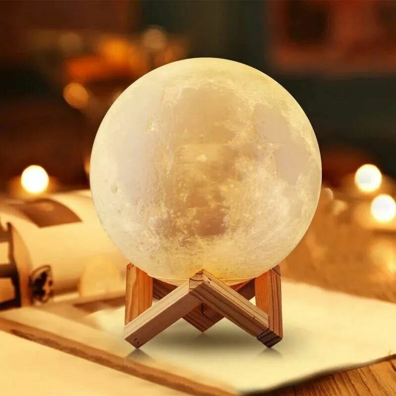 Светильник-ночник Луна, Colorful Moon Lamp, светодиодный ночник для сна беспроводной, лампа настольная с пультом
