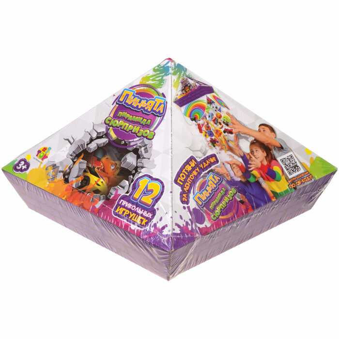 Пиньята-пирамида сюрпризов 1TOY, 12 игрушек и конфетти внутри