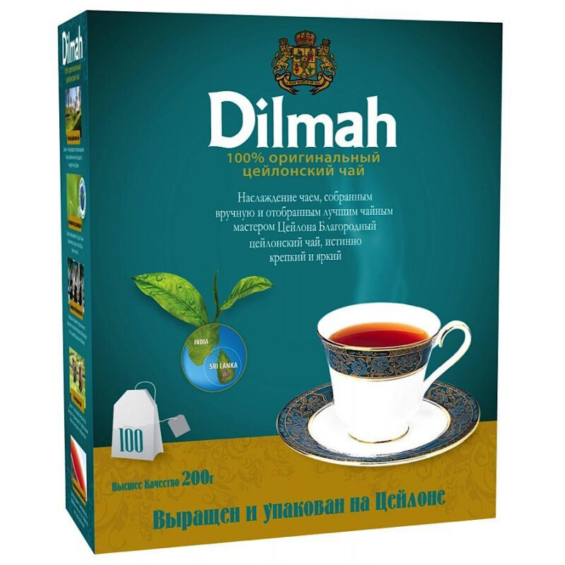 Чай в пакетиках Чай Dilmah Цейлонский черный, 100 пак. х2г/уп