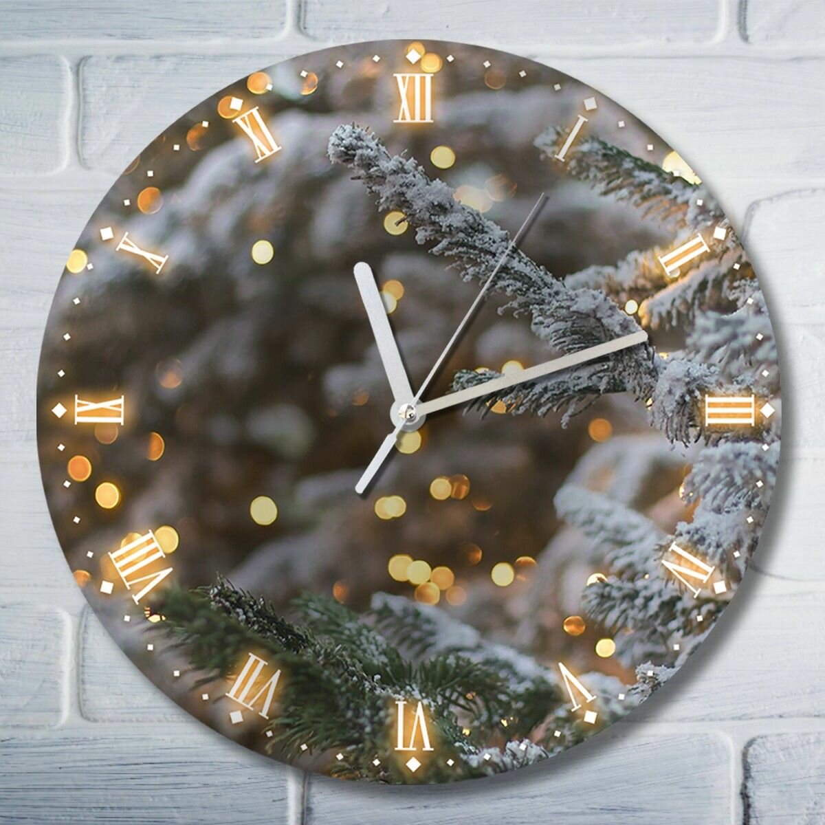 Настенные часы УФ праздники пейзаж, новый год, рождество - 7052