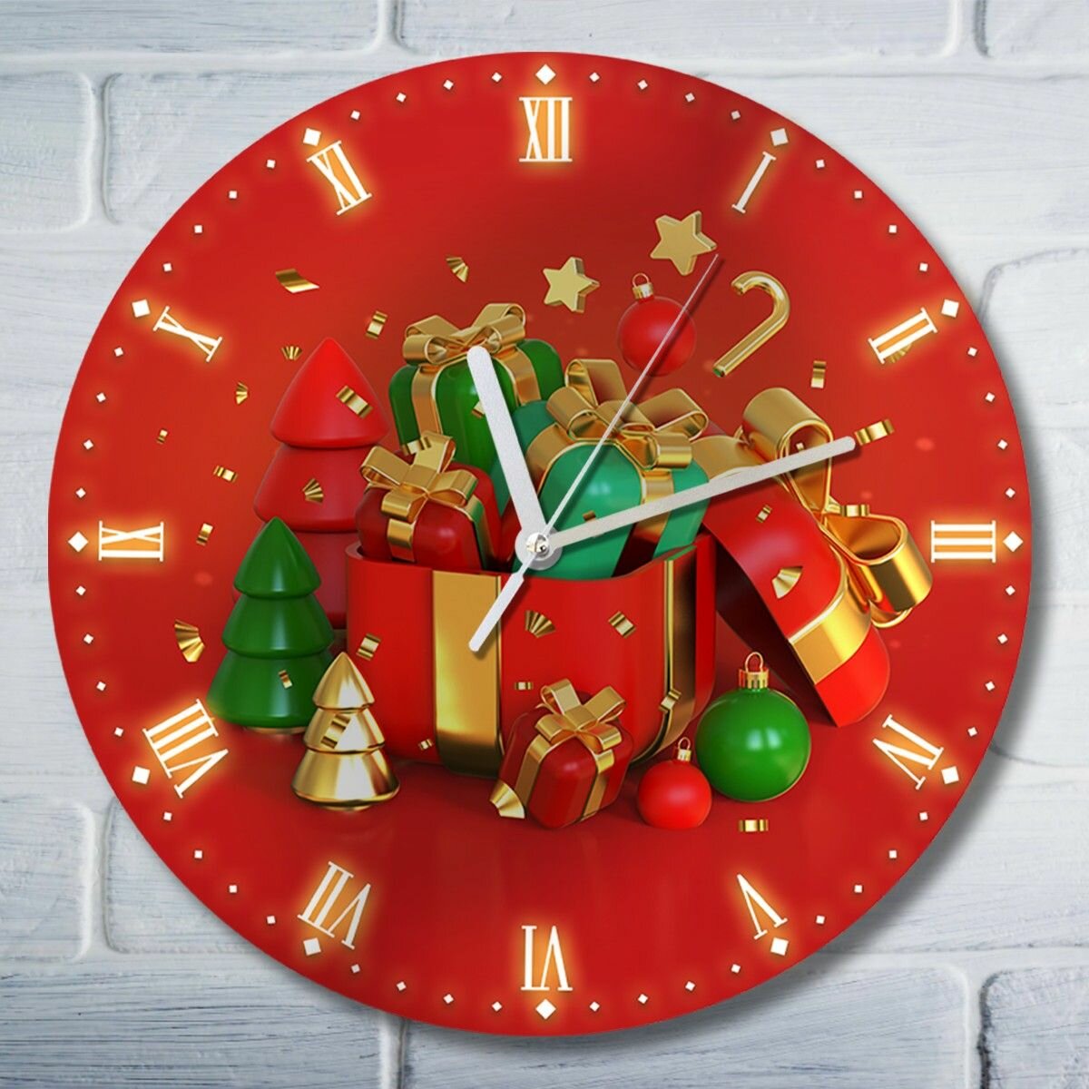 Настенные часы УФ праздники узор, новый год, рождество - 7063