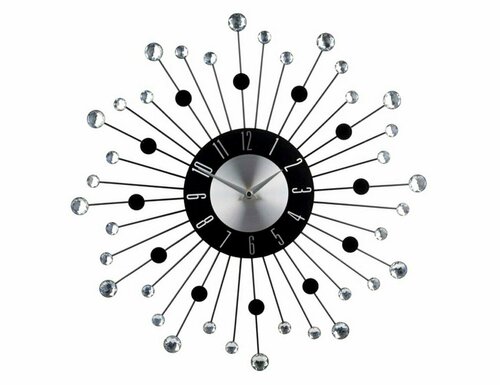 Настенные часы рагги, чёрные и серебряные лучи, металл, акрил, 42 см, Koopman International HZ1901550-2