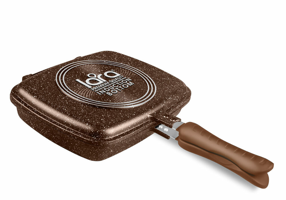 фото Сковорода LARA Rio CHOCO LR 02-221 /30см, двойная, мрамор, капс. индукц. дно