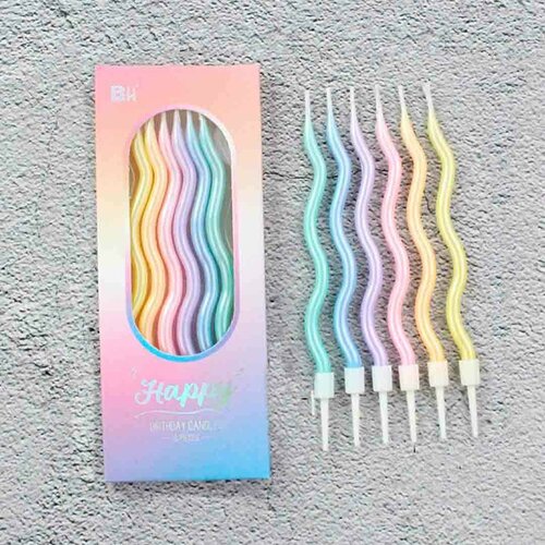 Набор свечей для торта Happy волна 14 см 6 штук 324₽