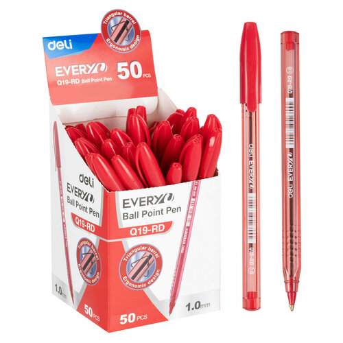 Ручка шариковая Deli EQ19-RD красный d=1мм красн. черн.