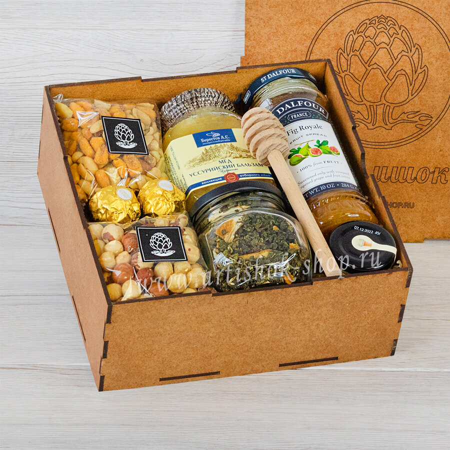 Подарочный набор с джемом, медом и орехами АRT-Box артишок №321