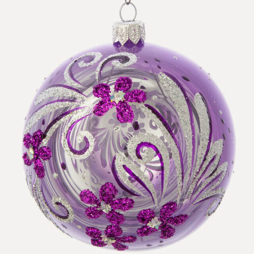 Изображение товара Стеклянный елочный шар Фиалка 9 см фиолетовый, Фабрика Елочка, С1950-фиол