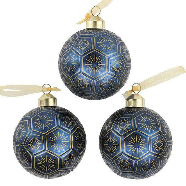 Kaemingk Набор стеклянных шаров Звезда Востока 8 см, 3 шт, синий 061951