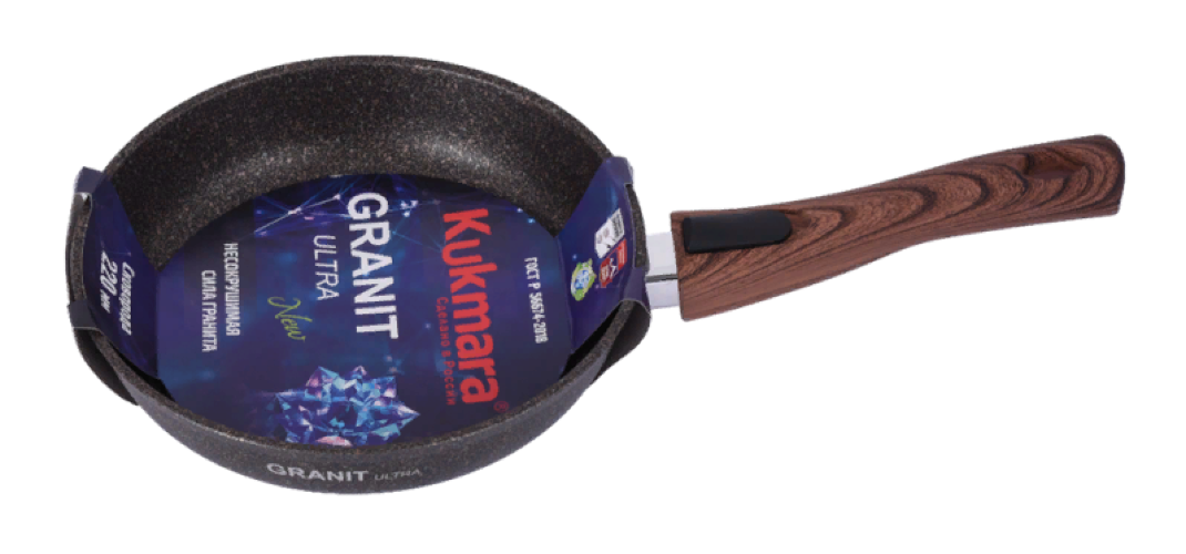 Сковорода Кукмара Granit ultra сго222а со съемной ручкой литой алюминий антипригарное покрытие 22см / сковородка для газовых и электрических плит