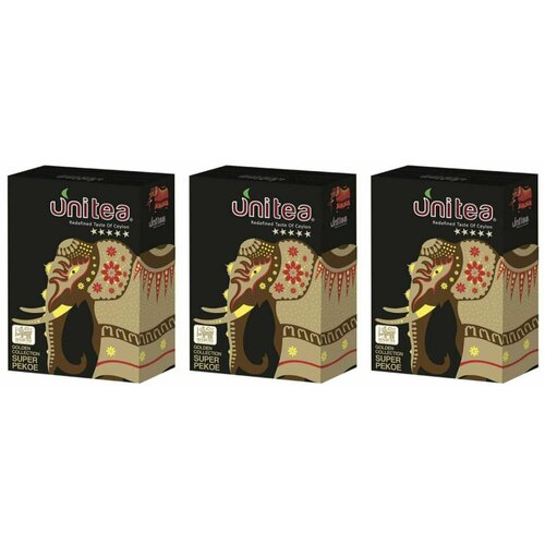 UNITEA Чай черный Golden Super Pekoe, листовой, 100 г, 3 шт