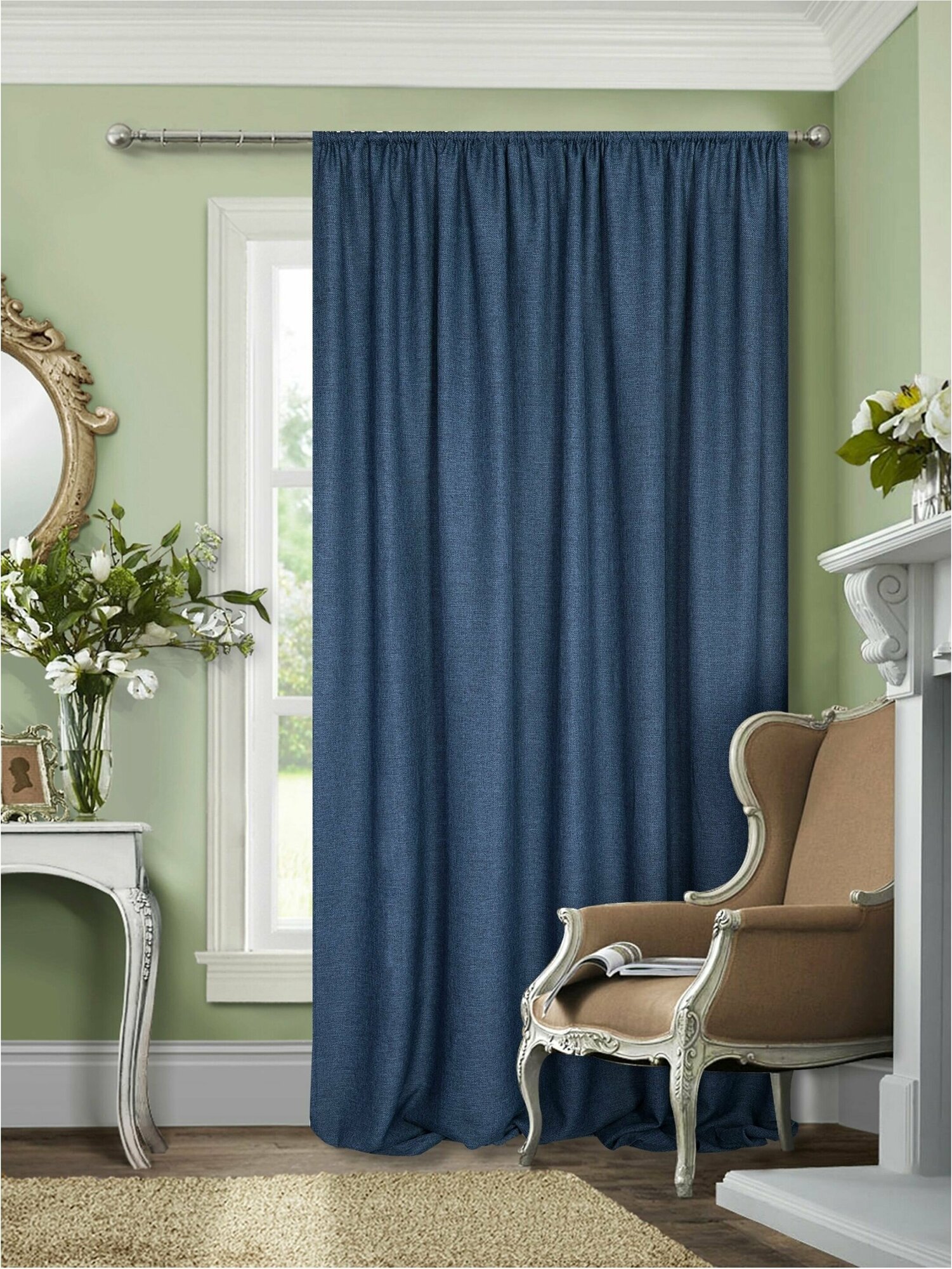 фото Штора портьерная HH S GD3222-15 200х270 см 1 шт синяя