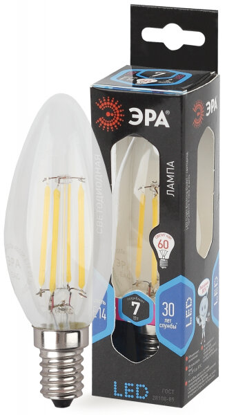 ЭРА F-LED B35-7W-840-E14 (филамент свеча 7Вт нейтр E14)