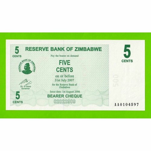 зимбабве 20 центов 1980 г Зимбабве - 5 центов - 2006 (AA) - UNC!