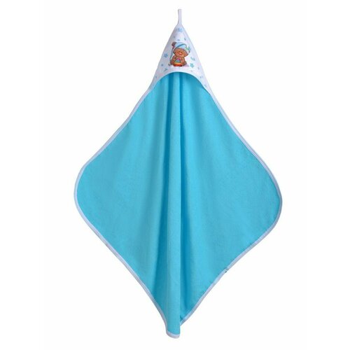 Полотенце детское, Душка Махрушка, хлопок, голубой, 95*95см, 1 шт.