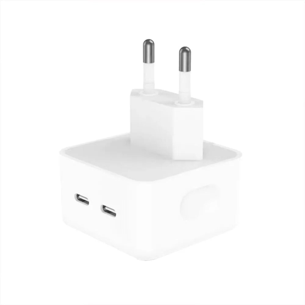 Адаптер type C / Зарядка / Блок питания для телефона 35 W с двумя разъемами USB-C (TYPE C ) для iphone и андроид / Белый