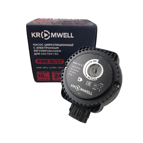 Насос для ГВС с электронным регулированием Kromwell PWE1517, нержавеющая сталь, A++, 220 Вт насос циркуляционный для гвс kromwell pwe 15 1 7 с частотным регулированием