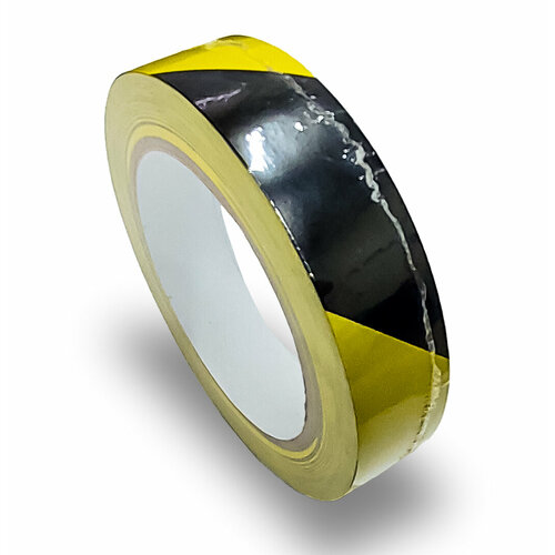 Самоклеящаяся износостойкая ПВХ лента для разметки и маркировки опасных зон на полу ширина 2,5см , длина ленты 33м , цвет желто/чёрный