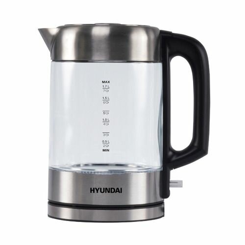 Чайник электрический Hyundai HYK-G6405, 2200Вт, черный и серебристый