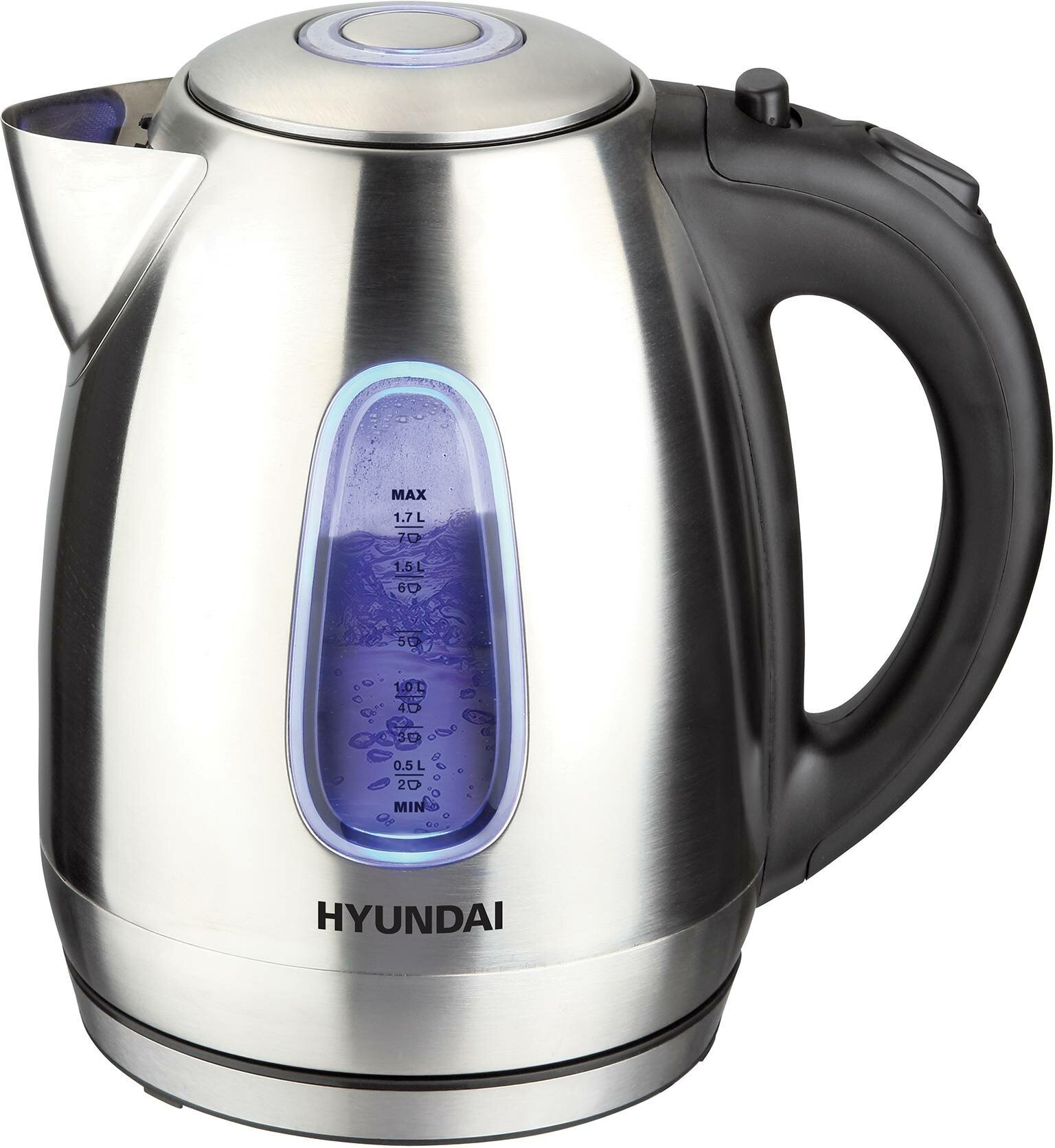 фото Чайник электрический Hyundai HYK-S2402 серебристый матовый/черный, нержавеющая сталь