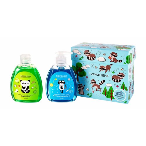 Детский набор 2023 Жидкое мыло Межгалактический енот 330 мл Гель для душа Панда-спорт 330 мл 516₽