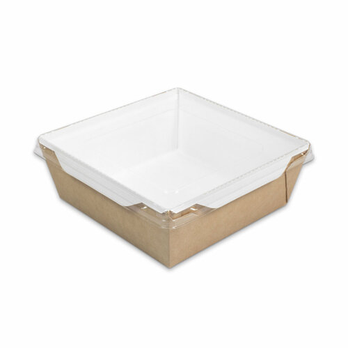 Контейнер бумажный 1200 мл крафт с крышкой в комплекте, 150 шт