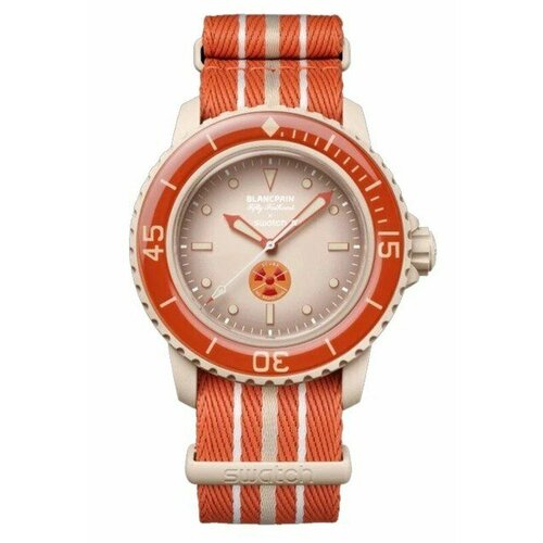 Наручные часы swatch Часы Blancpain x Swatch Arctic Ocean ( SO35N100), оригинал, коралловый