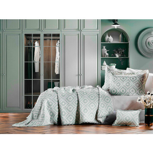 Жаккардовое покрывало с наволочками All Days светло-зеленый Zebra Casa (светло-зеленый), 250x260