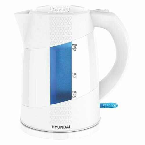 Чайник электрический Hyundai HYK-P2407 2200Вт белый и голубой 324600₽