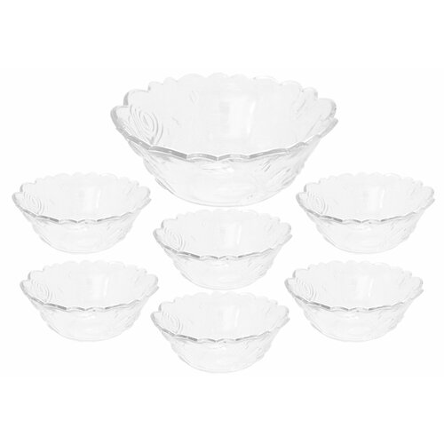 Набор стеклянных салатников, 7 предметов, 1500мл+6х300мл