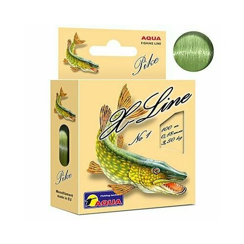 фото Монофильная леска для рыбалки aqua x-line pike (щука) 0,18mm 100m (1 штука)