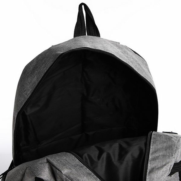 Рюкзак на молнии, с USB, 4 наружных кармана, сумка, пенал, цвет серый - фотография № 6