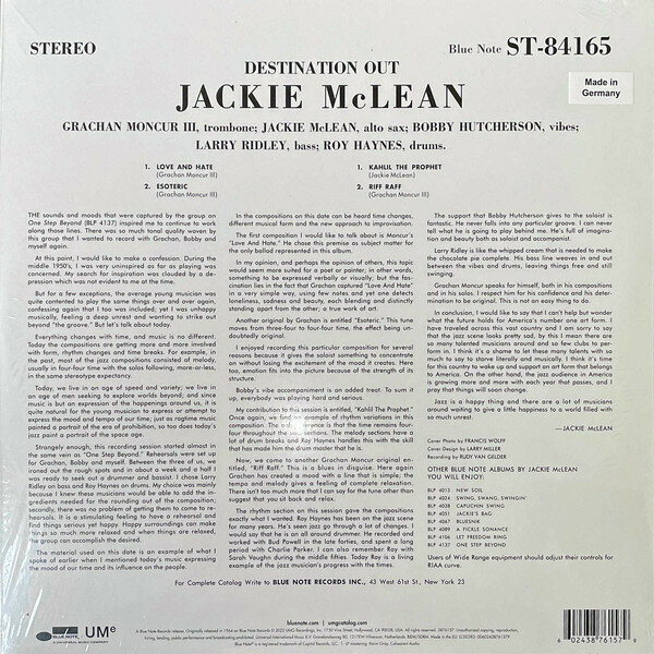 Jackie Mclean Jackie Mclean - Destination... Out! Blue Note - фото №2